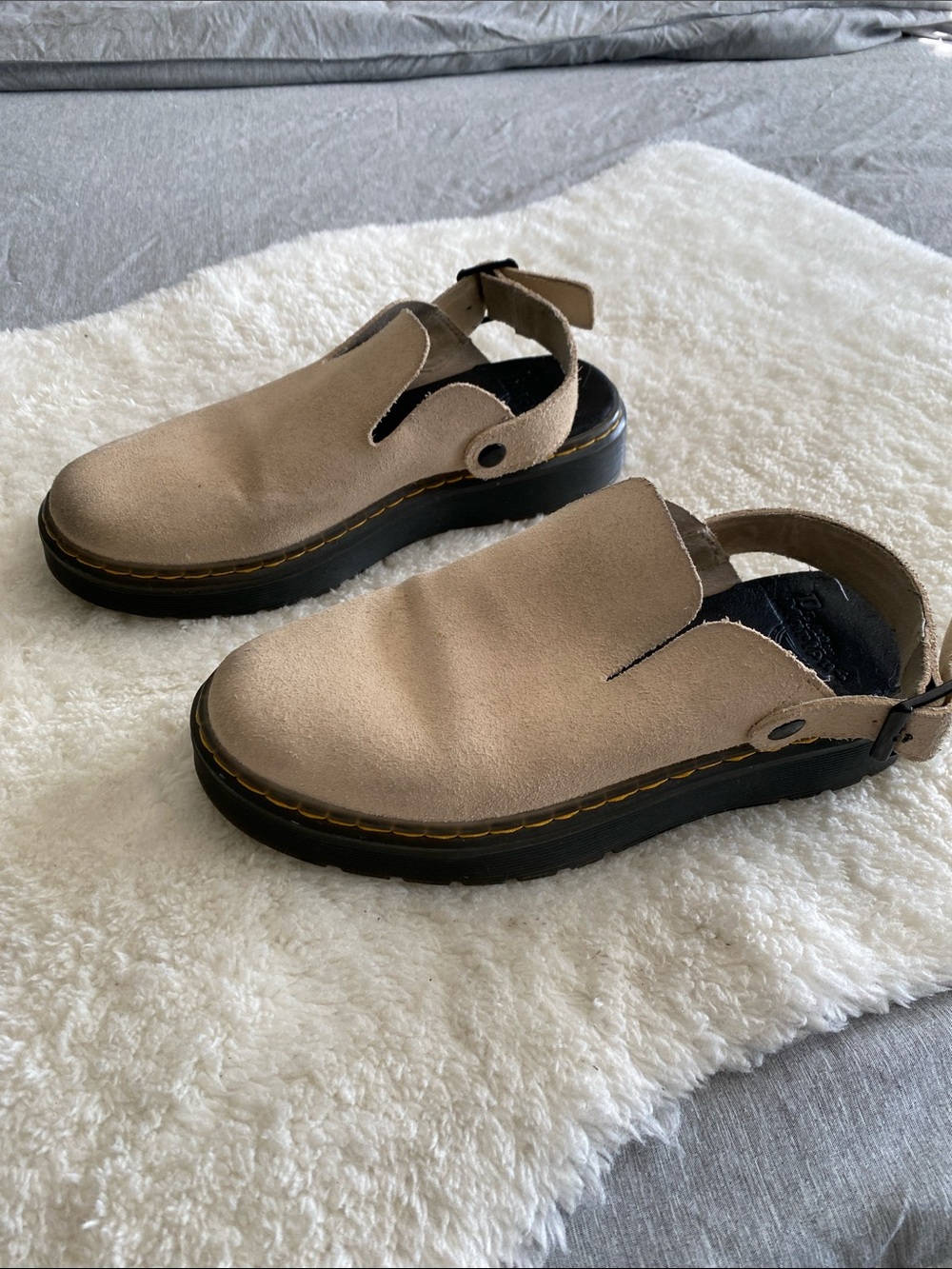 Dr. Martens Beige Suede Carlson Mule- Size 38 EU (Women's 7-7.5; Men's 5.5-6)